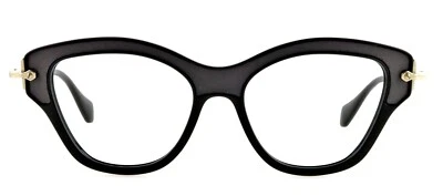 MIU MIU VMU07O VIE-1O1 52 毫米黑色金色眼镜框仅意大利 — 第 1/4 张图片