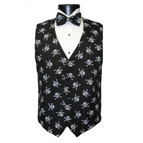 Skull and Bones Tuxedo Vest and Bowtie - Image 1 of 1