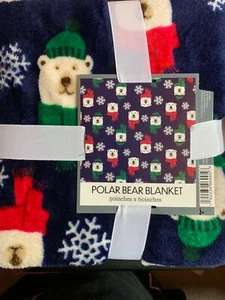 WEICHE PLÜSCHDECKE WEIHNACHTEN EISBÄREN WINTERSPASS 50 ZOLL X 60 ZOLL NEU MIT ETIKETT - Bild 1 von 5