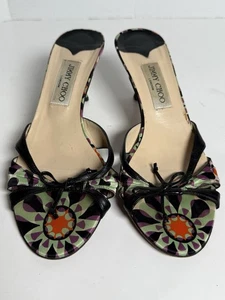 Jimmy Choo Women Black Satin Y2K Style Mule Sandals Heel Size 9 / EU 39 - Picture 1 of 15