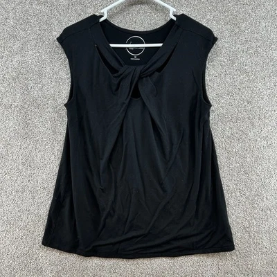 Blusa para mujer INC International Concepts talla 0X negra sin mangas elástica Foto 1 de 4