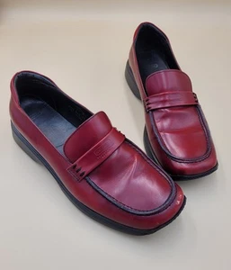 Zapatos Mocasines COACH Cuero Rojo Punta Cuadrada Vintage ¡Estilo Y2k! 8,5 para mujer - Imagen 1 de 9
