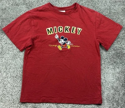 Vintage Walt Disney World Mickey Shirt Kids XL Red Embroidered Cartoon Tee 90s - Image 1 of 4