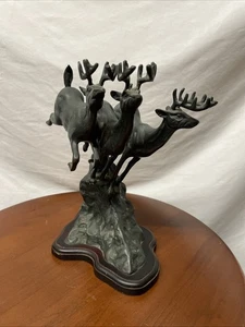 VINTAGE HIRSCH DREI HIRSCHE METALL KUNST SKULPTUR STATUE "3 HIRSCHE" KOREA - Bild 1 von 7