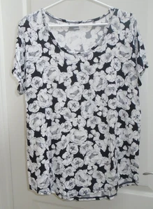 Lands End Floral Tunic Tee T-Shirt Women's 10 Medium Rayon Spandex - Picture 1 of 5