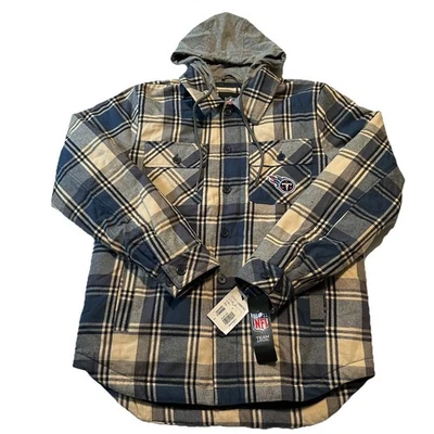 NWT Mens Small Tennessee Titans G-III Flannel Zip&Button Hoodie Jacket MSRP $120 - Image 1 of 4