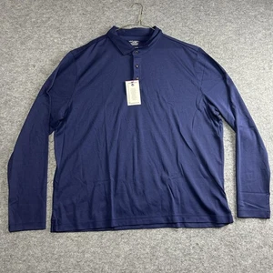 UNTUCKit Polo Shirt Mens 2XL Navy LS Damascino Long Sleeve Wrinkle Free Supima - Picture 1 of 6