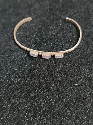 Sterling Silver Bracelet Bangle Small Pearl White Stone - Image 1 of 4