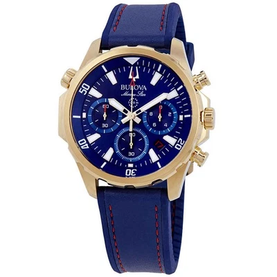 Bulova Marine Star Chronograph Blue Dial Men's Watch 97B168 - Image 1 of 3