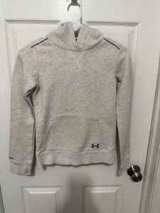 Under Armour Loose Girls Gray/Purple Hooded Sweatshirt Hoodie Size S - Picture 1 of 7