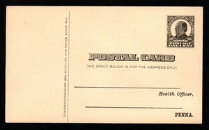 RARE COMMONWEALTH OF PENNSYLVANIA DEPARTMENT OF HEALTH McKINLEY 1 CENT POSTCARD - Picture 1 of 2
