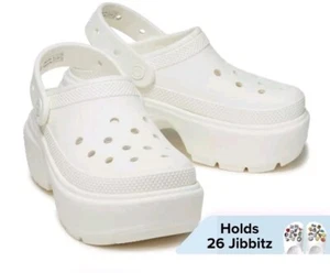 NEU Damen CROCS Stomp Clog Kreide weiß Größe 9 Schuhe Slipper Pantoletten - Bild 1 von 5