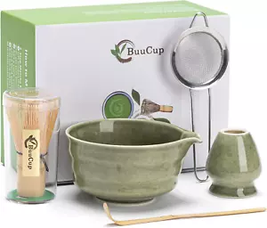 Matcha Whisk Set, Matcha Bowl with Spout, Matcha Whisk and Holder, Bamboo Matcha - Picture 1 of 8