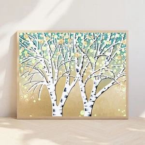 Original Acrylic Painting on Canvas Birch Trees Wall Art Fall Decor Nature Art - Picture 1 of 6
