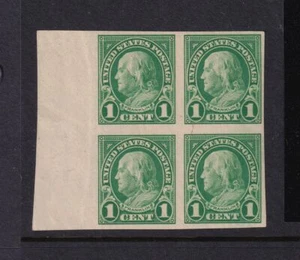 1923 Sc 575 1c green imperforate MNH OG with original gum, block of 4 (KA - Picture 1 of 1