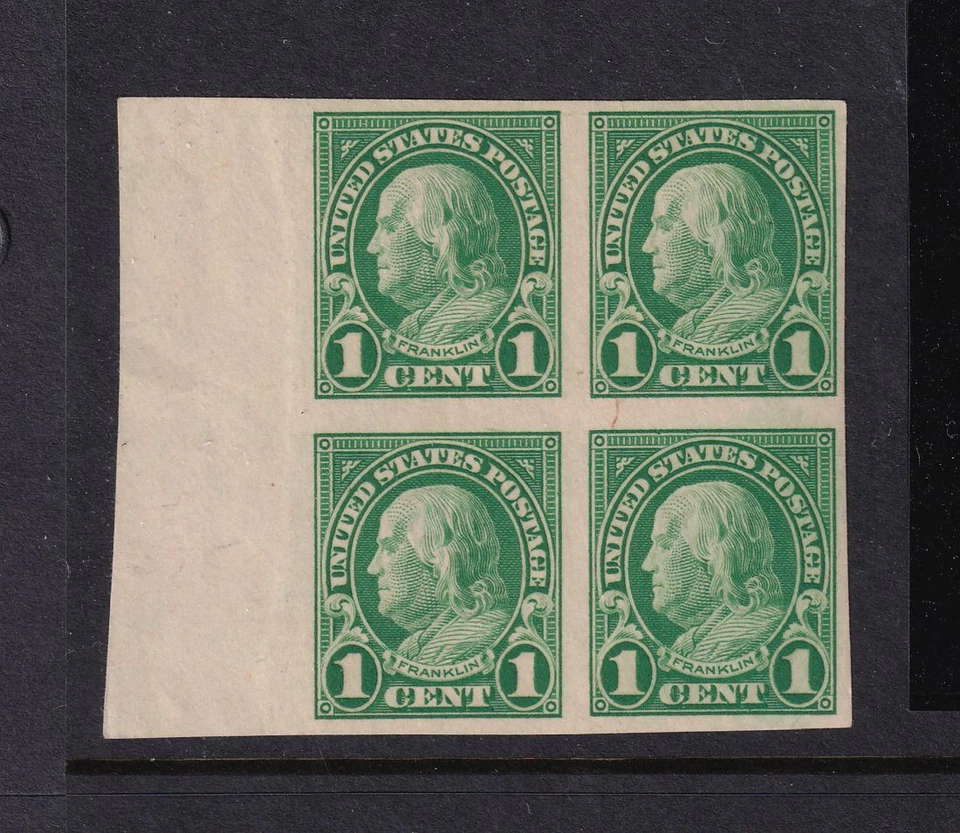 1923 Sc 575 1c green imperforate MNH OG with original gum, block of 4 (KA - Image 1 of 1