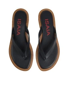 Sandalias chanclas Isaia $900 nuevas en caja de cuero granulado azul marino (44 ue) 10 EE. UU. - Imagen 1 de 5
