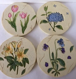 Casters Charter Club "WILD FLOWERS"   Set of 4 NEW B7 - Picture 1 of 9