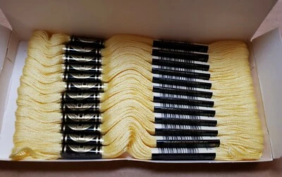 DMC Embroidery Floss, One Full Box of 12 New Skeins, Color 727 Very Light Topaz - Image 1 of 4