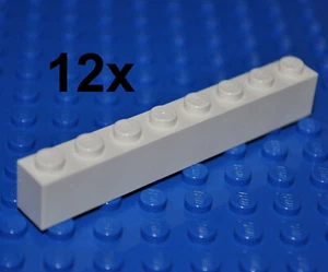 LEGO PARTS - 12X WHITE BRICKS 1X8 STUDS/BUILDING BLOCKS/PIECES 3008 - Picture 1 of 1