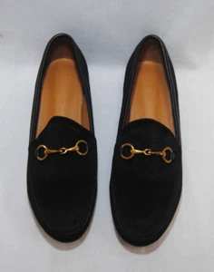 Mocasín plano de terciopelo negro Divanne para mujer con cadena dorada nuevo T2360 - Imagen 1 de 14