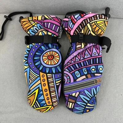HiPop Women's Snow Mittens Waterproof Adjustable Colorful Print Medium - Image 1 of 4