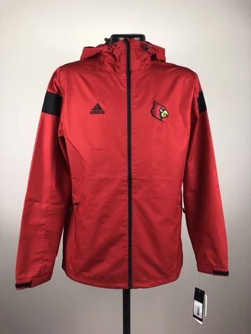 Men's Adidas Louisville Cardinals Red Sideline Full Zip Jacket NWT Large Cover
