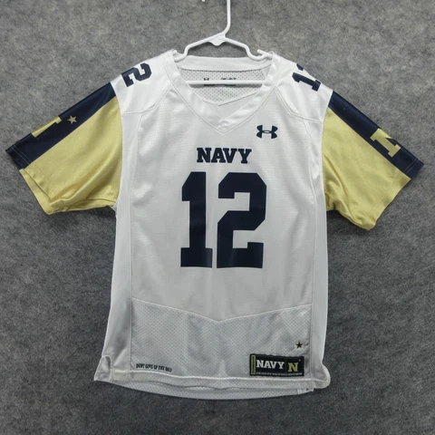 Navy Midshipmen Jersey Youth Medium White Under Armour Loose 12 College Football Cover