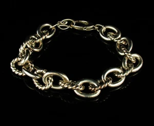 CAROLYN POLLACK SIGNED LARGE OVAL LINK HEAVY SOLID STERLING SILVER BRACELET - Picture 1 of 5