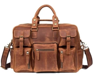 Stunning Leather Classic Briefcase Messenger VINTAGE Americana LG - Picture 1 of 14