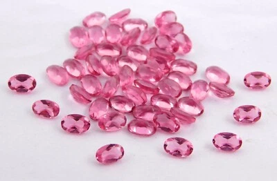 4x6 MM Lab Created Pink Tourmaline Oval Cut Lot Loose Gemstone For Jewelry P2218 - Image 1 of 2