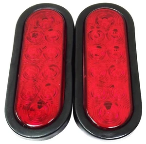 (2) Red 6" Oval 10 LED Trailer Stop/Turn/Tail Light w/ Grommet and Plugs - 24004 - Bild 1 von 4