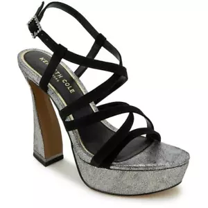 Kenneth Cole New York Womens Allen Black Platform Sandals 6.5 Medium (B,M) 6795 - Picture 1 of 3