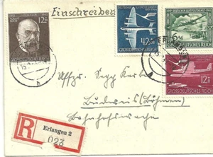 Germany Air Mail, 25th anniv., 1919-1944, Registered cover with 4 German stamps - Picture 1 of 2