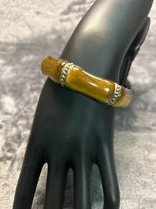 Vintage Estate 6.5" 925 Sterling Silver Tiger Eye Cuff Bracelet - Picture 1 of 4