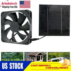 Solar Panel Powered Fan Mini Ventilator For Greenhouse Pet/Dog Chicken House CA - Picture 1 of 11