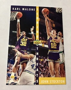 1992 Upper Deck NBA Karl Malone y John Stockton #66 Scoring Threats Utah Jazz - Imagen 1 de 5