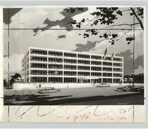 AMERICAN RED CROSS Building Architectural Rendering Vintage 1950s Press Drawing - Picture 1 of 2