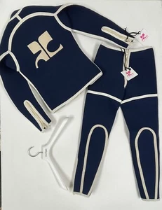 Courreges SS17 Archive Blue Neoprene Logo Suit Riri Zip Jacket & Pants Set Rare - Picture 1 of 24