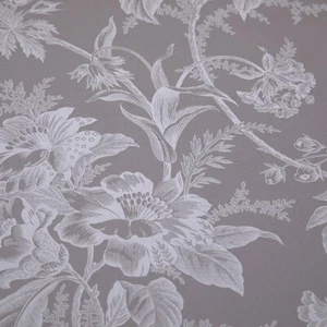 NWT Yves Delorme Queen Duvet Cover AURORE PLATINE Floral Gray France - Picture 1 of 8