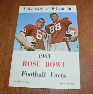 1963 UW WISCONSIN BADGERS ROSE BOWL Football Facts Program PAT RICHTER - Picture 1 of 10