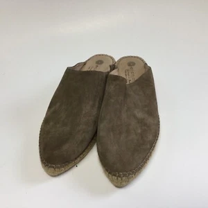 Eric Michael Espadrille Woman Suede Slip On Mule Shoe Size 40 US 9 Mauve Beige - Picture 1 of 12
