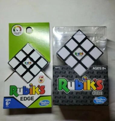 New Rubiks 3x3 Puzzle Cube Game With Stand + Rubik's Edge Bundle Hasbro Toy - Image 1 of 4