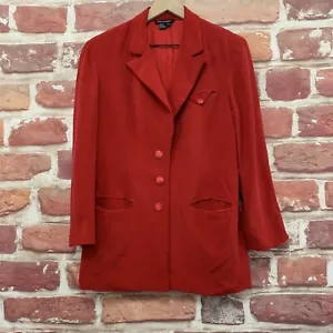 Due Per Due Blazer Womens Size 10 Red 100% Silk Long Sleeve Jacket - Picture 1 of 8