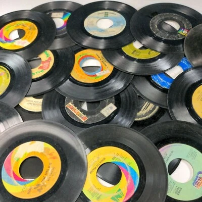 Lot of 50 Loose 45 rpm 7” Vinyl Records 1950-80s Jukebox Rock Pop Country Soul - Imagem 1 de 3