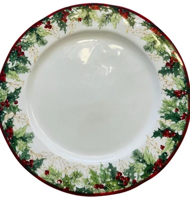 Southern Living Italia Navidad Bayas Rojas Borde Loza 11" Juego de 6 Foto 1 de 4