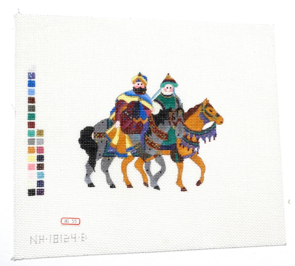  Needlepoint Hand Painted Canvas "2 Wiseman" Gorgeous Colors Brand New - Image 1 of 2
