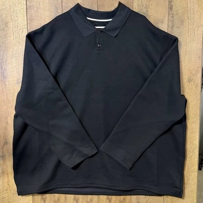 耐克 Tech Fleece Reimagined 超大长袖 Polo 黑色男式 XXL 码高 — 第 1/4 张图片