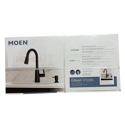 Grifo de cocina abatible de arco alto de una manija Moen 87028BL Edwyn - negro mate Foto 1 de 4