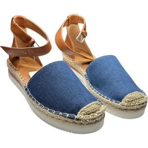 Ana Carrie Denim Women's Shoes Sandals Wedge Blue Size 9.5 - Picture 1 of 9